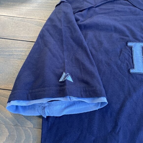 Rare Vintage Majestic Tampa Bay Rays MLB Two-Toned Embroidered T-Shirt XL (U7) - Picture 4 of 9